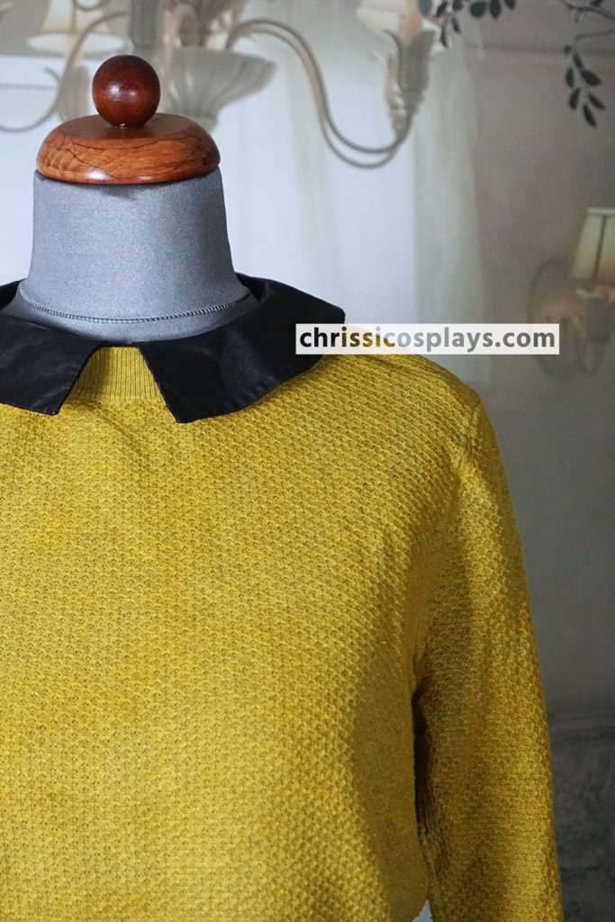 clara oswald oasis faux leather collar jumper in yellow from time of the doctor